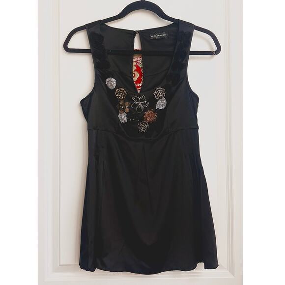 Vintage RARE 2000s Rampage Satin Enamel Embellishment Mini‎ Dress Y2K Babydoll - Picture 1 of 5